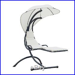 Outsunny Hanging Chaise Lounger Chair Arc Stand Air Porch Swing Hammock Canopy