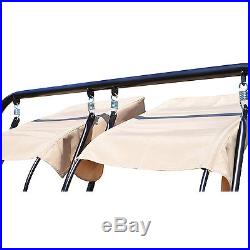 Outsunny Luxury Metal Swing Chair 2 Separated Seater With Canopy & Cushions Beige