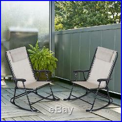 Outsunny Mesh Outdoor Patio Folding Rocking Chair Set Porch Lawn Furniture