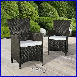 Outsunny Outdoor 2-Pack Rattan Wicker Dining Arm Chairs Coffee Brown