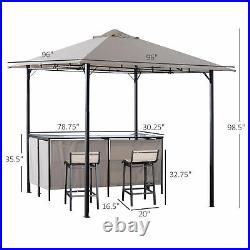 Outsunny Outdoor Bar Table Set Cloth Canopy & 2 Chairs Patio Backyard Furniture