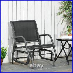 Outsunny Outdoor Gliding Swing Chair Garden Seat with Mesh Seat Curved Back Steel