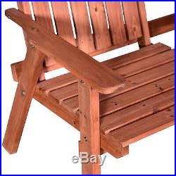 Outsunny Outdoor Patio Wooden Double Chair Garden Bench with Middle Coffee Table