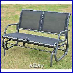 Outsunny Patio Garden Glider Bench 2 Person Double Swing Chair Rocker Deck Black