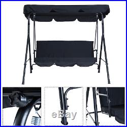 Outsunny Patio Hammock 3 Seater Swing Chair Porch Glider Patio Black