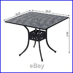 Outsunny Patio Outdoor Square Cast Aluminum Outdoor Dining Table Black