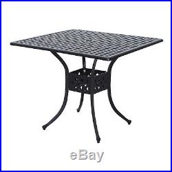 Outsunny Patio Outdoor Square Cast Aluminum Outdoor Dining Table Black