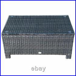 Outsunny Rattan Coffee Side Table Garden Patio Conservatory Tempered Glass Brown