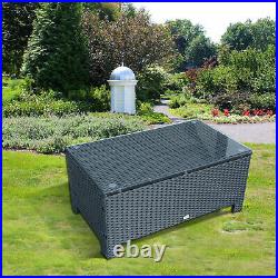 Outsunny Rattan Coffee Table Garden Patio Conservatory Tempered Glass Black