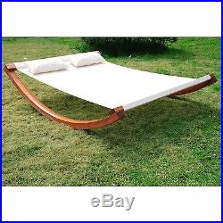 Outsunny Rocking Double Sun Lounger Hammock with Curved Wooden Stand Outdoor