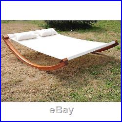 Outsunny Rocking Double Sun Lounger Hammock with Curved Wooden Stand Outdoor