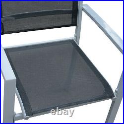 Outsunny Set Of 2 Outdoor Chairs Steel Frame Texteline Mesh Seats Foot Caps Grey