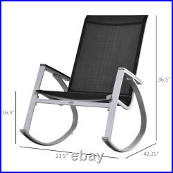 Outsunny Sling Porch Rocker Patio Chair Seat Deck Outdoor Backyard Rocker Metal