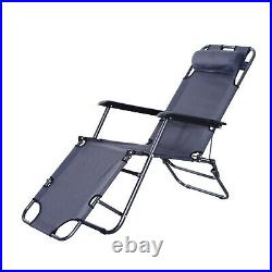 Outsunny Sun Lounger Recliner Chair 2 in 1 Garden Foldable Steel Grey Outdoor