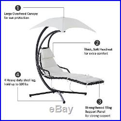 Outsunny Swing Chair Outdoor Hanging Hammock Chaise Lounge with Stand and Canopy
