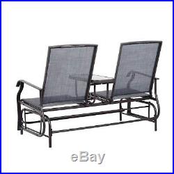 Outsunny Two Person Outdoor Mesh Fabric Patio Double Glider Chair with Center