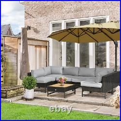 Outsunny Wicker Furniture Set with Aluminium Frame and Thick Cushion, Grey