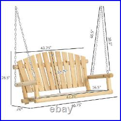 Outsunny Wooden Porch Swing 2-Seater Hanging Outdoor Swing Bench with Chains