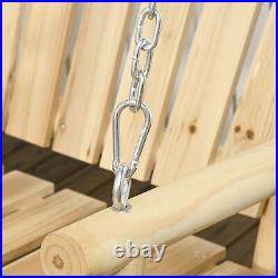 Outsunny Wooden Porch Swing 2-Seater Hanging Outdoor Swing Bench with Chains