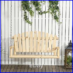 Outsunny Wooden Porch Swing 2-Seater Hanging Outdoor Swing Bench with Chains