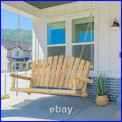 Outsunny Wooden Porch Swing 2-Seater Hanging Outdoor Swing Bench with Chains