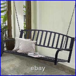 Outsuny Porch Swing Steel 2 Person Seating Heavy Duty Black Vintage Furniture