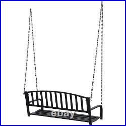 Outsuny Porch Swing Steel 2 Person Seating Heavy Duty Black Vintage Furniture