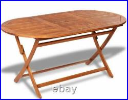 Oval Dining Table Wood Outdoor Folding Portable Wooden Garden Indoor Hardwood
