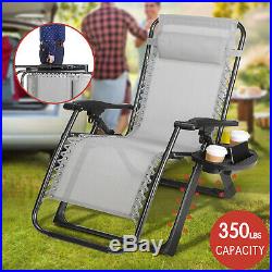 Oversize Zero Gravity Chair Folding Camping Patio Heavy Duty Frame WithFree Tray