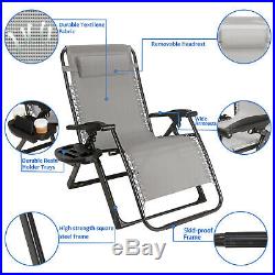 Oversize Zero Gravity Chair Folding Camping Patio Heavy Duty Frame WithFree Tray