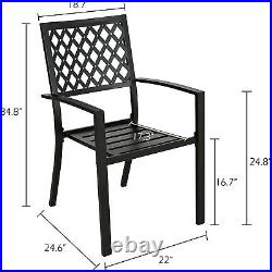 PHI VILLA 2 PCS Stackable Metal Patio Outdoor Bistro Dining Chairs Backyard Lawn