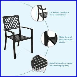 PHI VILLA 2 PCS Stackable Metal Patio Outdoor Bistro Dining Chairs Backyard Lawn