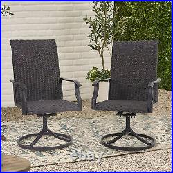 PHI VILLA 2 Rattan Patio Swivel Chairs Outdoor Wicker Dining Armchair High Back
