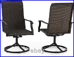 PHI VILLA 2 Rattan Patio Swivel Chairs Outdoor Wicker Dining Armchair High Back