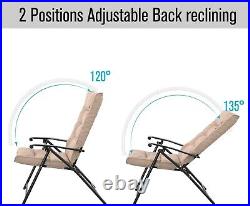 PHI VILLA 3Piece Patio Bistro Set Outdoor Folding Adjustable Reclining Chair Set