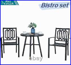 PHI VILLA 3Piece Patio Bistro Table & Stackable Chairs for Garden Porch Balcony