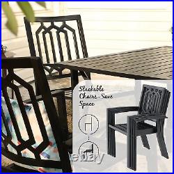 PHI VILLA 3Piece Patio Bistro Table & Stackable Chairs for Garden Porch Balcony