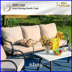 PHI VILLA 4Piece Patio Conversation Sets Sofa Chairs Metal Furniture Set 5 Seat