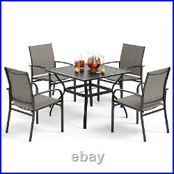 PHI VILLA 5 Piece Outdoor Dining Set Patio Table & Chairs Set 4 Textilene Chairs