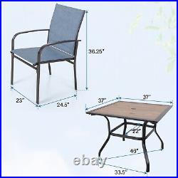 PHI VILLA 5 Piece Outdoor Dining Set Patio Table Chairs Set Stackable Chairs