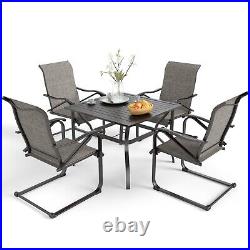 PHI VILLA 5 Piece Outdoor Furniture Set Patio Dining Table Set C-spring Chairs