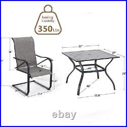 PHI VILLA 5 Piece Outdoor Furniture Set Patio Dining Table Set C-spring Chairs