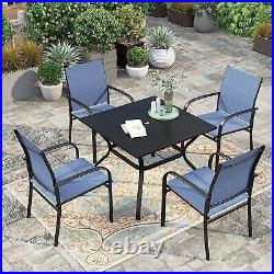 PHI VILLA 5 Piece Patio Furniture Set Outdoor Table Chair Set with Umbrella Hole