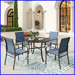 PHI VILLA 5 Piece Patio Furniture Set Round Outdoor Table with Umbrella Hole