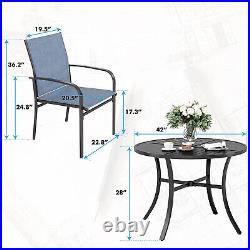 PHI VILLA 5 Piece Patio Furniture Set Round Outdoor Table with Umbrella Hole