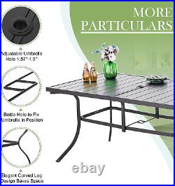 PHI VILLA 7 Piece Outdoor Dining Set Stackable Chairs &Metal Table for Backyard