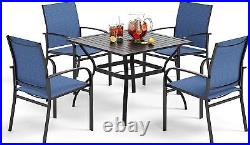 PHI VILLA 7 Piece Patio Dining Furniture Set Rectangular Outdoor Table Chair Set