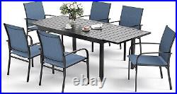 PHI VILLA 7 Piece Patio Dining Set Expandable Table for 6-8 Person Outdoor Chair