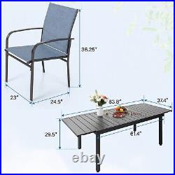 PHI VILLA 7 Piece Patio Dining Set Expandable Table for 6-8 Person Outdoor Chair