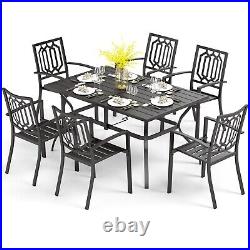 PHI VILLA 7 Piece Patio Dining Set Outdoor Table Chairs Set Stackable Chairs